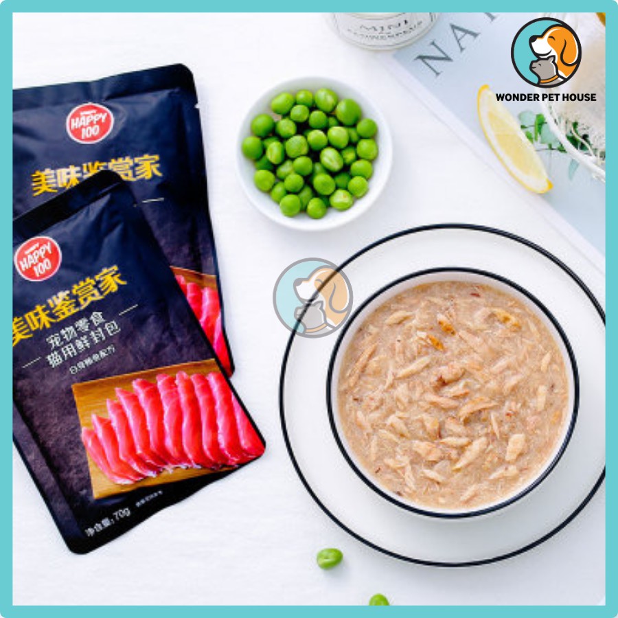 Pate mèo Wanpy 70g (Happy 100) - Phiên bản &quot;Hảo Hạng&quot; gói đen sang trọng