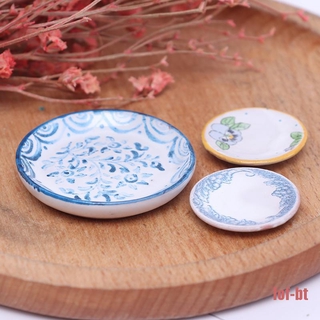 lof-bt 3pcs/set Miniature dollhouse Flower Patten Ceramic Tableware Kitchen Accessories