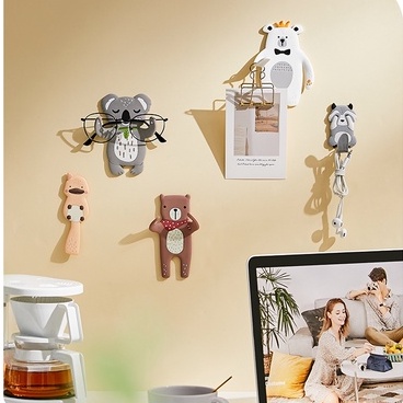 Hoạt Hình Móc Treo Đồ Dán Tường Bằng Pvc Hình Động Vật