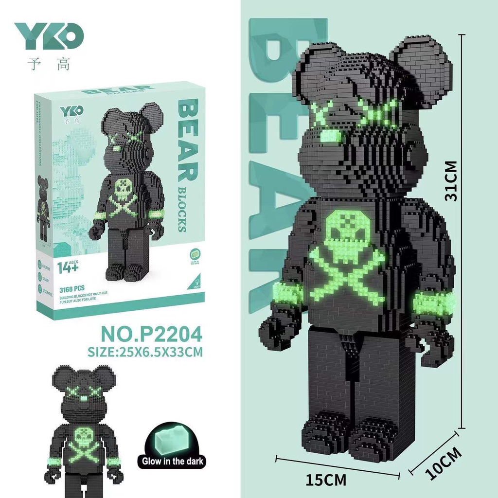 Bộ đồ chơi lắp ghép Non-lego Bearbrick - Mô hình 3D YKO Nanoblock