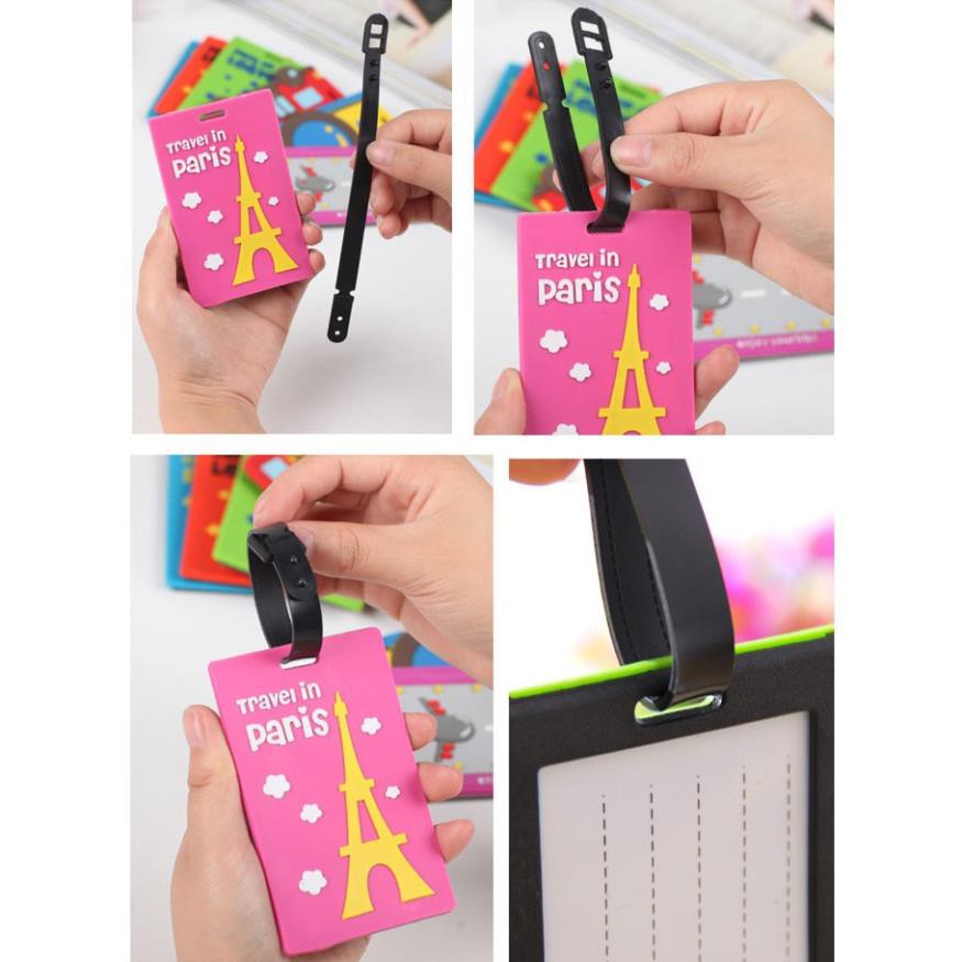 [ SALE ] Thẻ đánh dấu hành lý hình chữ nhật bằng nhựa dẻo họa tiết xinh xắn