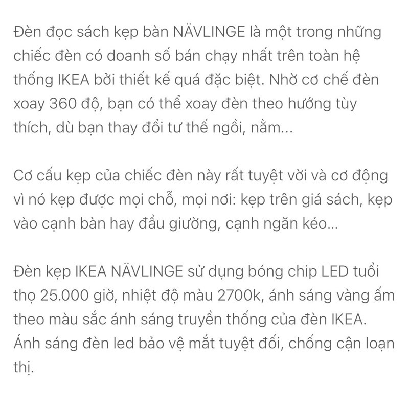 Đèn đọc sách chống cận IKEA NAVLINGE