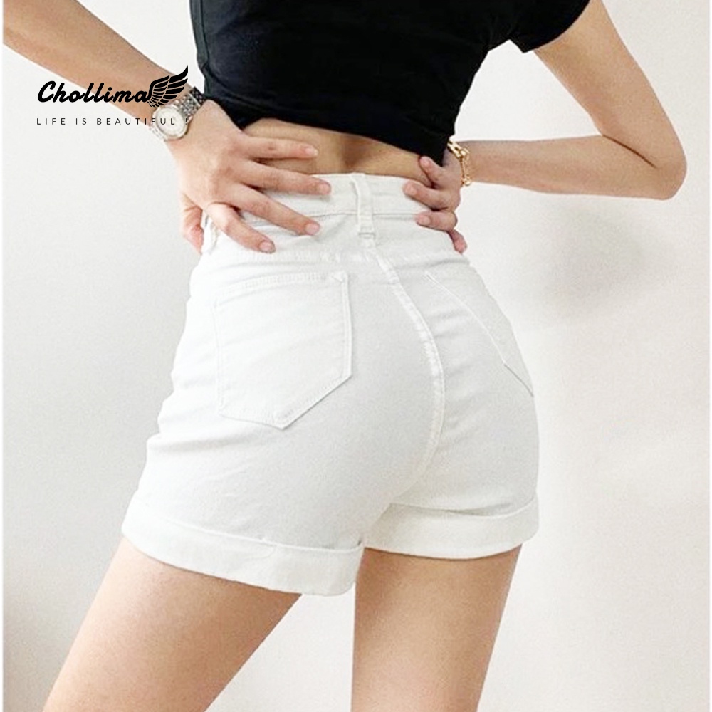 Quần short jeans nữ co giãn Chollima lật lai QS008 phong cách hàn quốc đơn giãn dễ phối đồ