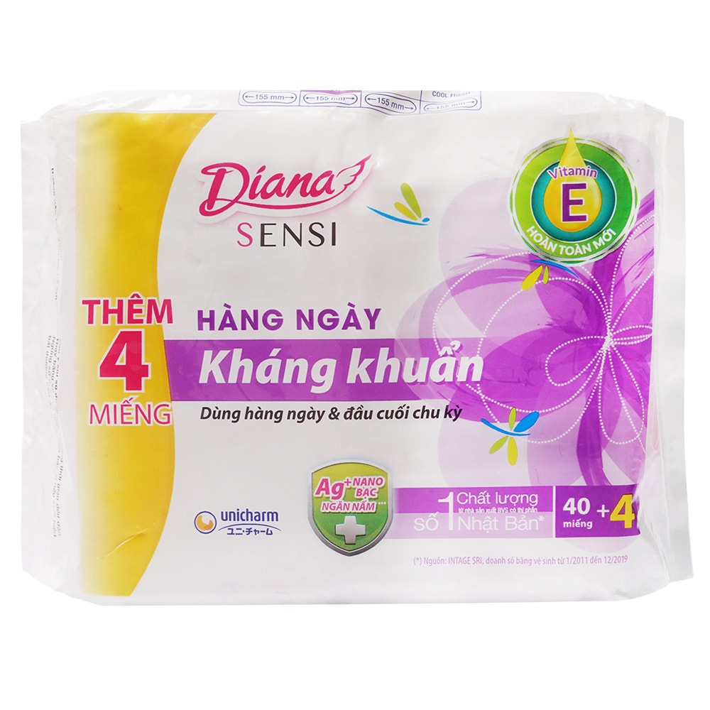 Băng Vệ Sinh Diana Sensi Hằng Ngày Kháng Khuẩn 40 Miếng Thêm 4 Miếng