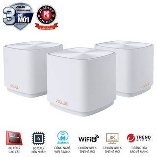Bộ phát WiFi 6 Asus XD4 3-Pack Mesh AX1800 MU-MIMO màu trắng (Hàng chính Hãng Asus Việt Nam)