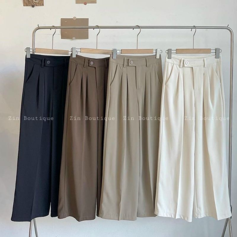 Quần vải ống suông khuy lệch hàng QCL1