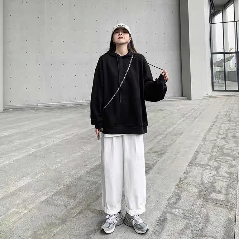 Áo Khoác Hoodie Nữ Trơn Dáng Oversize Chất Nỉ Bông Siêu Ấm Phong Cách Hàn Quốc | BigBuy360 - bigbuy360.vn