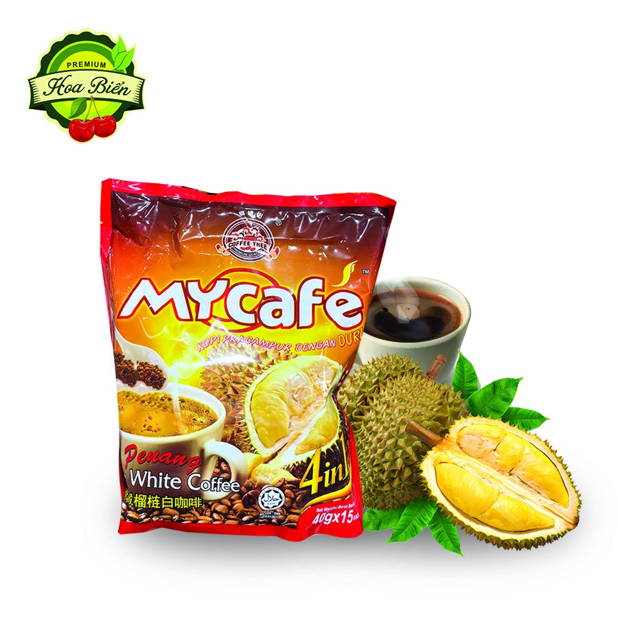 CÀ PHÊ TRẮNG VỊ SẦU RIÊNG - MYCAFE PENANG MALAYSIA 15x40GR