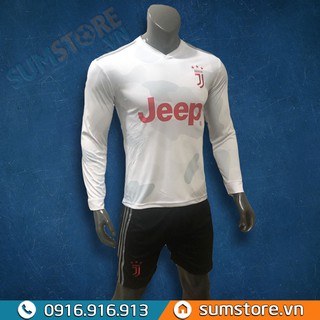 Bộ Áo Đá Banh Juventus Trắng Dài Tay - Đồ Bóng Đá Đẹp 2019 2020 