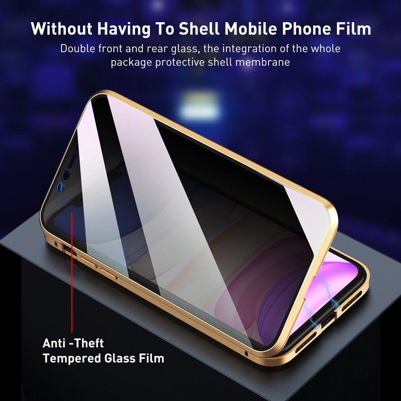 Ốp điện thoại kính cường lực chống nhìn trộm viền từ tính cho Iphone 6 6s 7 8 Plus X XS Max XR