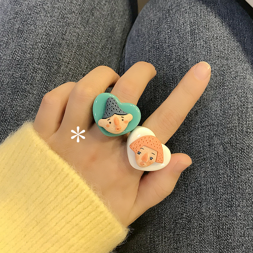 Nhẫn Làm Từ Nhựa Resin Hoạ Tiết Hình Học Độc Đáo Dễ Thương