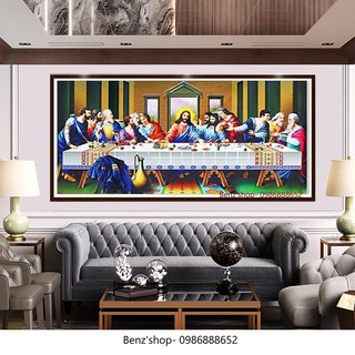 Tranh thêu chữ thập thêu kín ( giá sỉ) Bữa tiệc ly MN0162 ( 120*60), MN0164 (160*70), MN0164 (200*90); Tranh đá DF2896 (