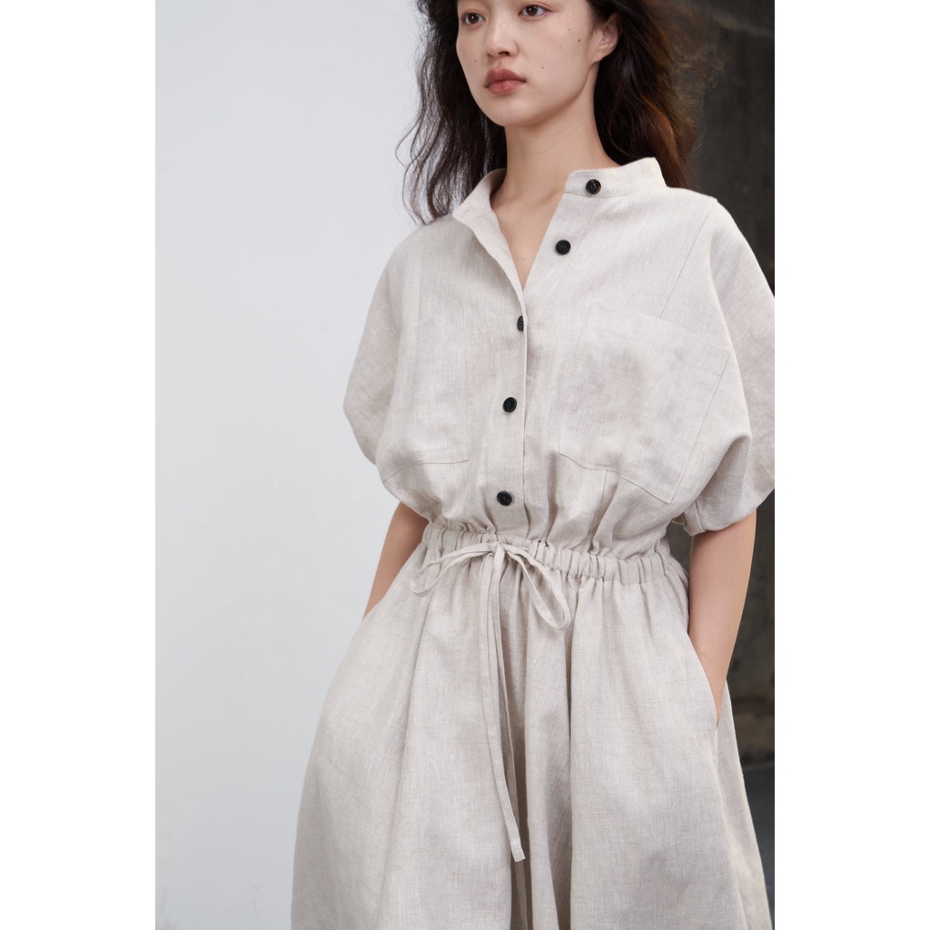 Đầm Linen eo bo chun Hina Salom