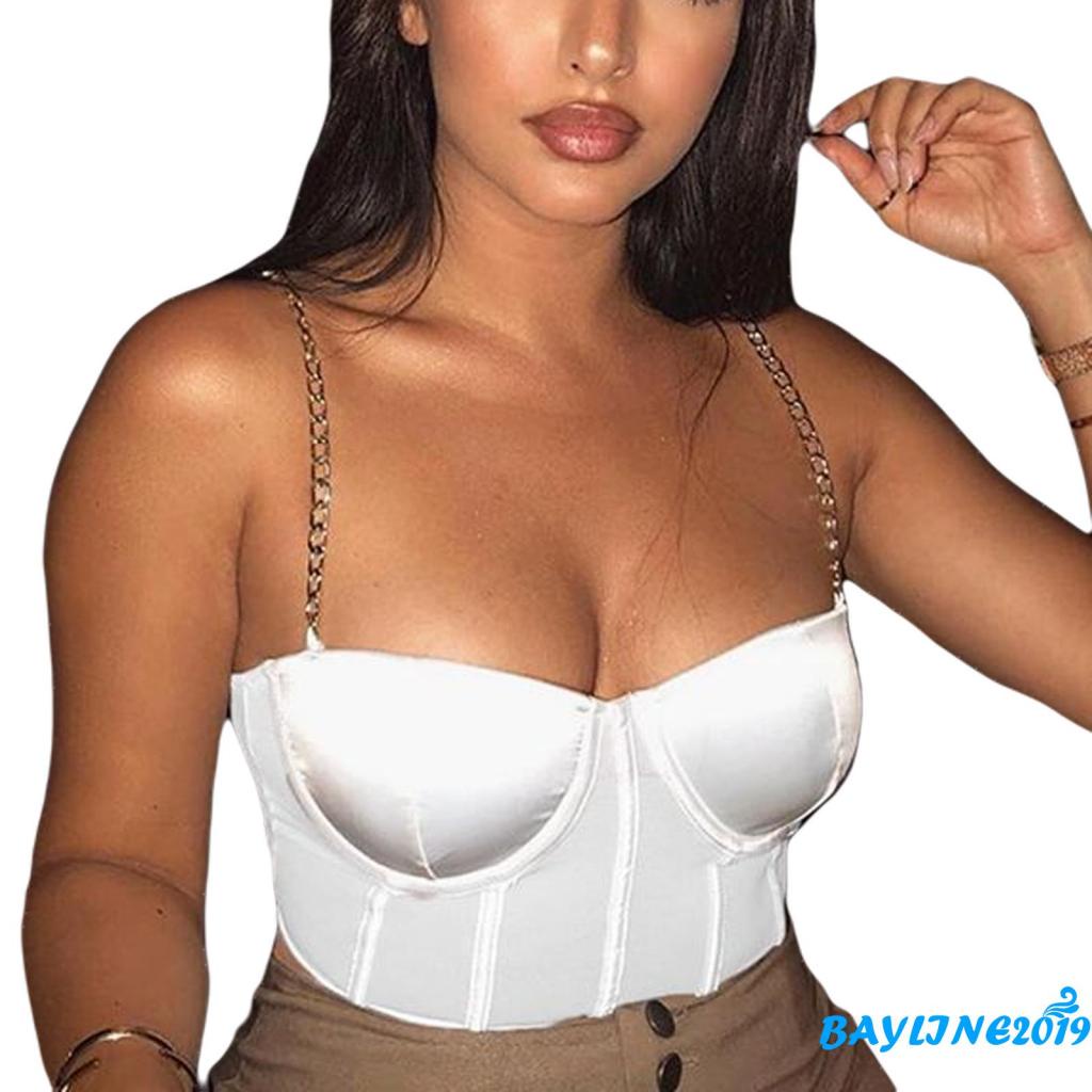 Áo Lửng Hai Dây Có Đệm Mút Màu Sắc Trơn Quyến Rũ Dành Cho Nữ