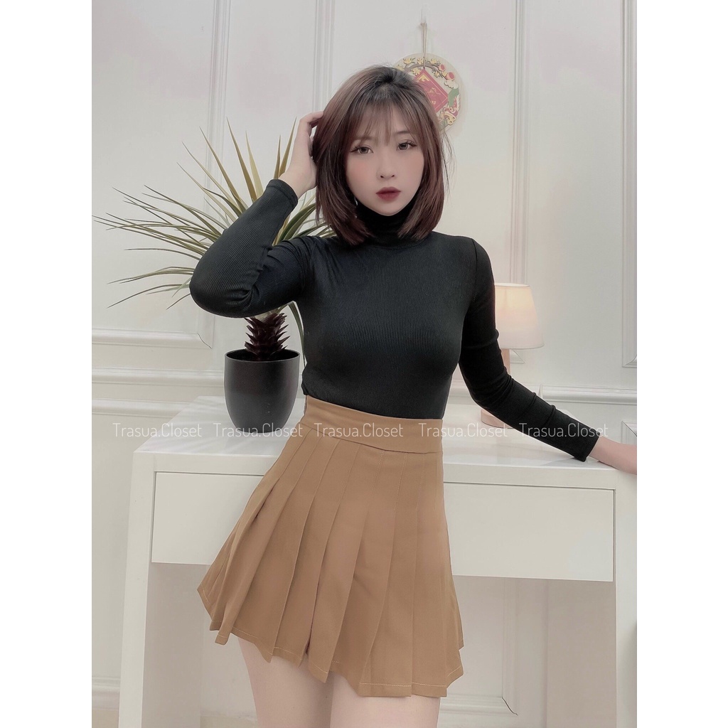 Chân váy tennis xếp ly dáng ngắn chữ A Trasua Closet nhiều màu trắng nâu café ulzzang trẻ trung phong cách thể thao | BigBuy360 - bigbuy360.vn