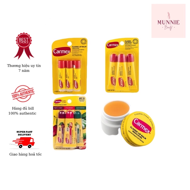 Son dưỡng môi Carmex Moisturizing Lip Balm SPF15 - hàng đủ bill