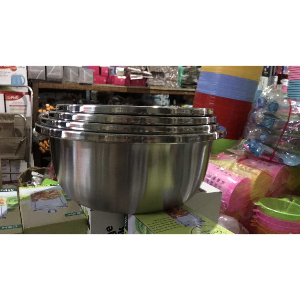 Thau inox 𝑭𝑹𝑬𝑬𝑺𝑯𝑰𝑷 Chậu Inox 304 Cỡ 24- 26- 28 30- 32cm - Âu inox Nhập Khẩu Dày Dặn, Đẹp