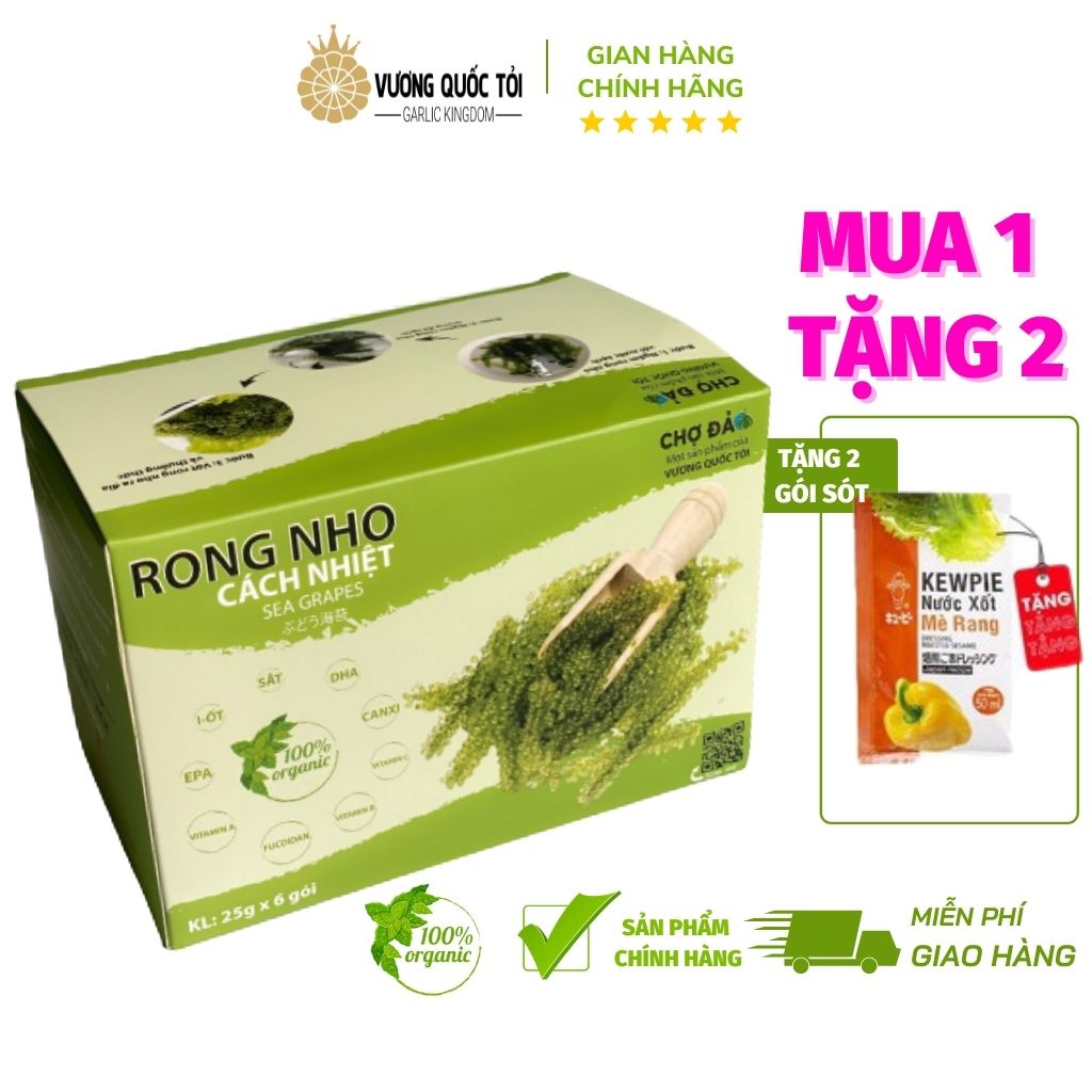 Rong Nho Tách Nước cách nhiệt - Vương Quốc Tỏi - Hộp 25g x 6 gói, Thực phẩm cho sức khoẻ