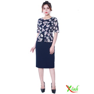 [Mã FASHIONMALLT4 giảm 15% đơn 150k] Đầm peplum phối ren hoa ThoiTrangXinh diện tiệc DL584