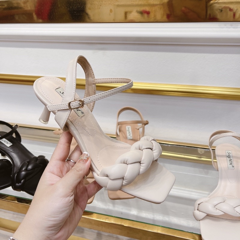 Sandal quai đan gót nhọn fullbox hàng quảng châu cao cấp