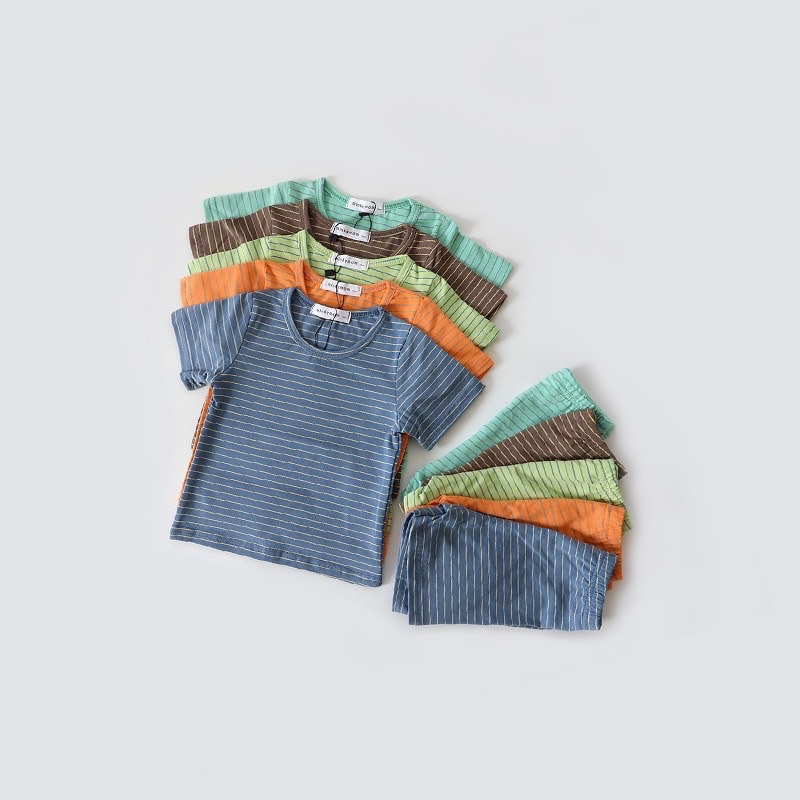 Bộ cotton cộc tay minky kẻ 5 màu