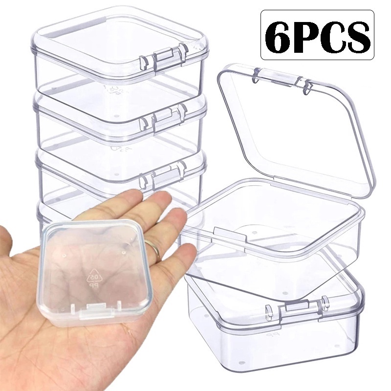 Set 6 Hộp Nhựa Trong Suốt Hình Vuông Đựng Trang Sức