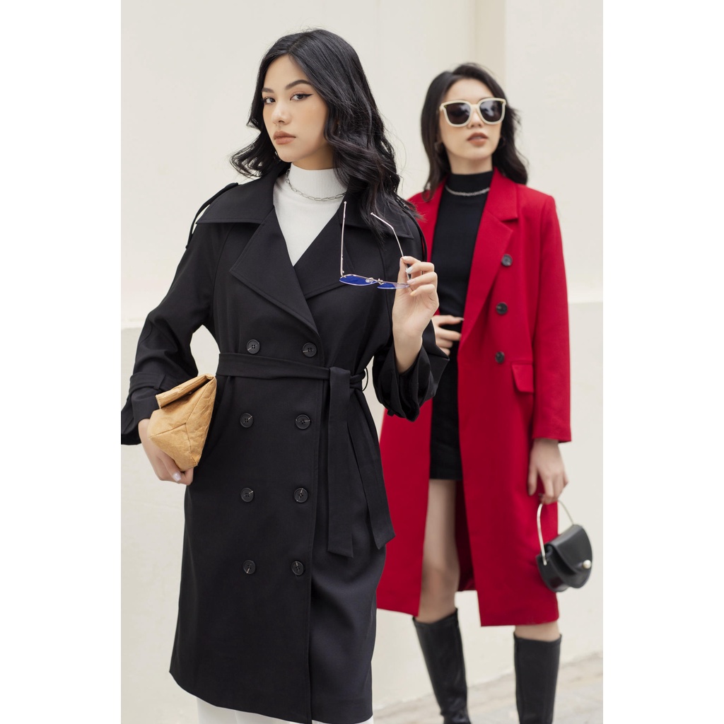 Áo khoác Trench Coat nữ Maiimer màu đen | BigBuy360 - bigbuy360.vn