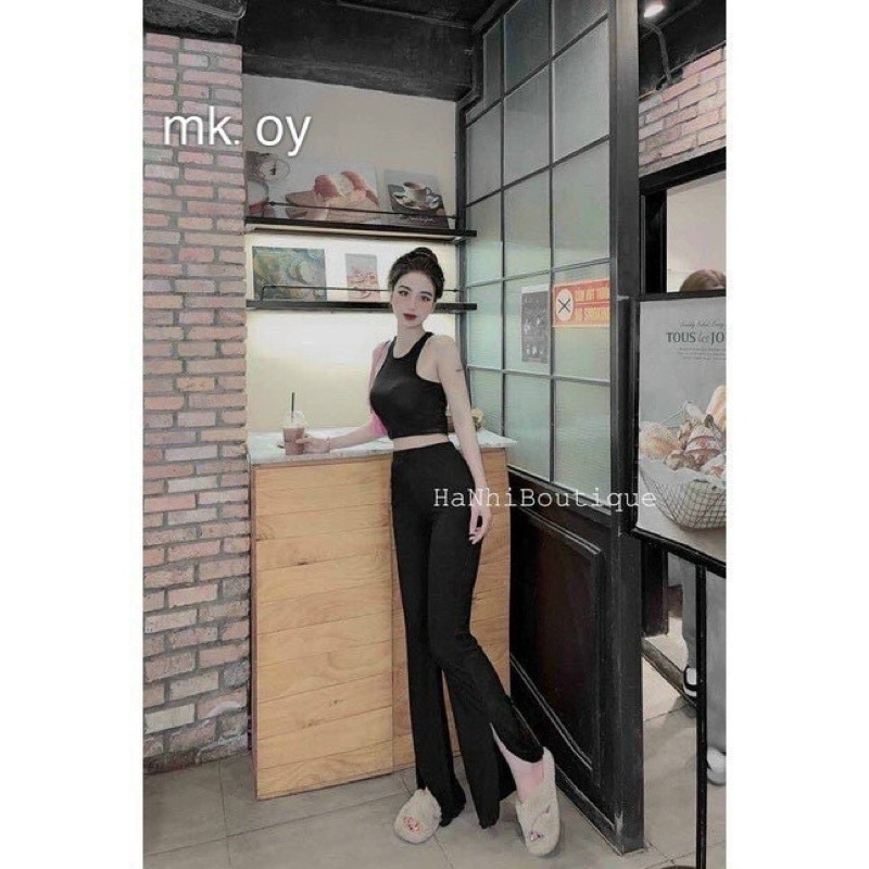 Set áo ba lỗ ngược kèm quần ống rộng xẻ tà dưới siêu xinh B2