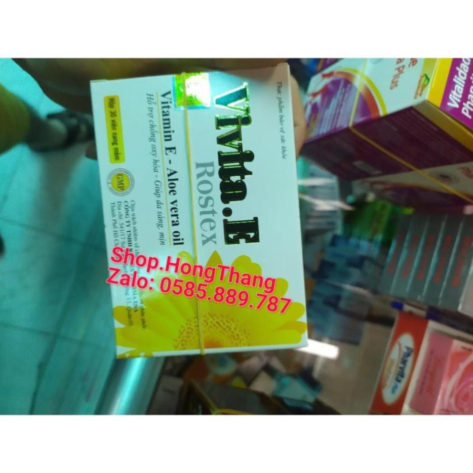 Viên uống Vivita. E bổ sung vitamin e cho da,  kèm tinh chất nha đam, đẹp da, sáng da mờ thâm hộp 30 viên