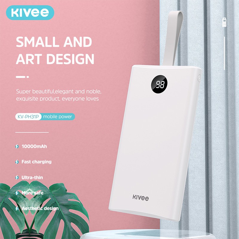 Sạc Dự Phòng Kivee Kv-ph31p Dung Lượng 10000mah Có Đèn Led Trên Màn Hình Hiển Thị Nhiều Màu Tùy Chọn