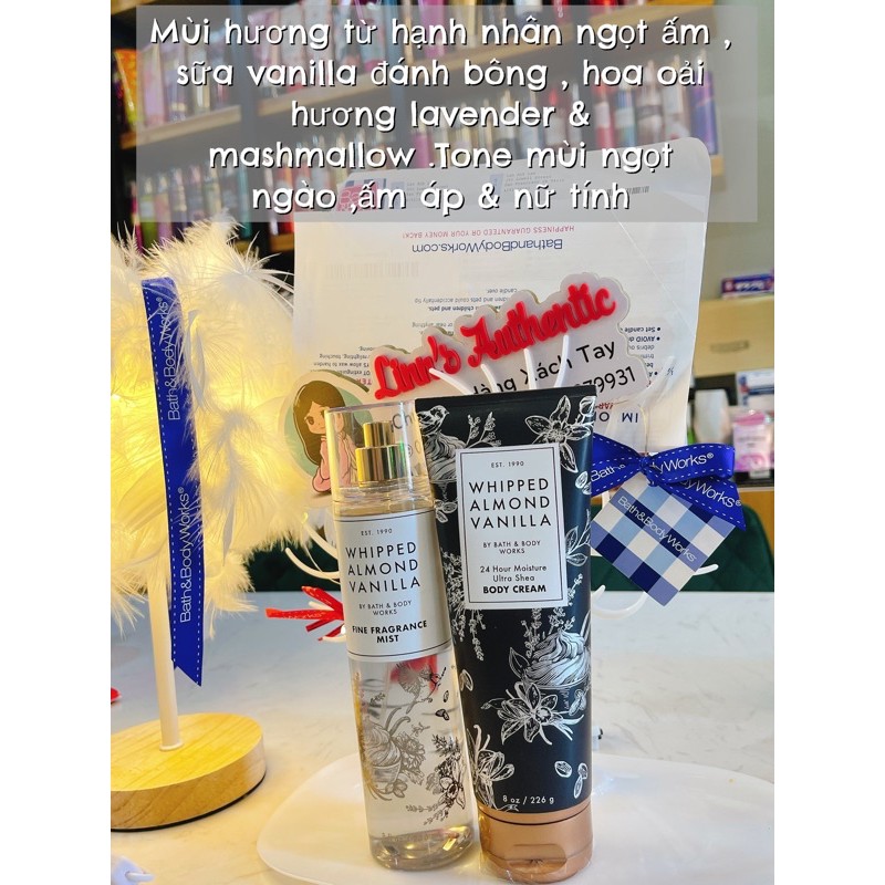 Auth_ FRESH VANILLA BLOSSOM | COZY VANILLA BOURBON | ALMOND VANILLA _ BODY MIST XỊT THƠM & KEM DƯỠNG THỂ  USA