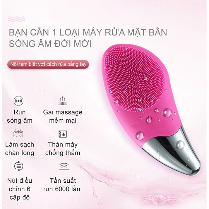 Máy rửa mặt mini massage tích hợp sóng âm