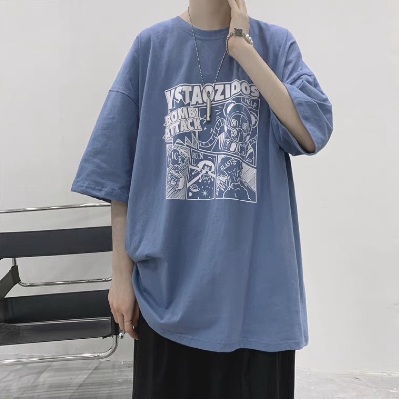 Áo thun Unisex form rộng tay lỡ, Áo phông nam nữ cotton thấm hút, dày dặn mềm mịn họa tiết MANGA