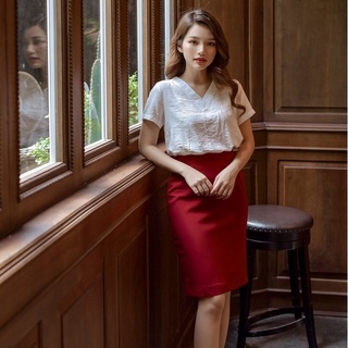 Lahoa áo trắng cổ v basic - áo công sở