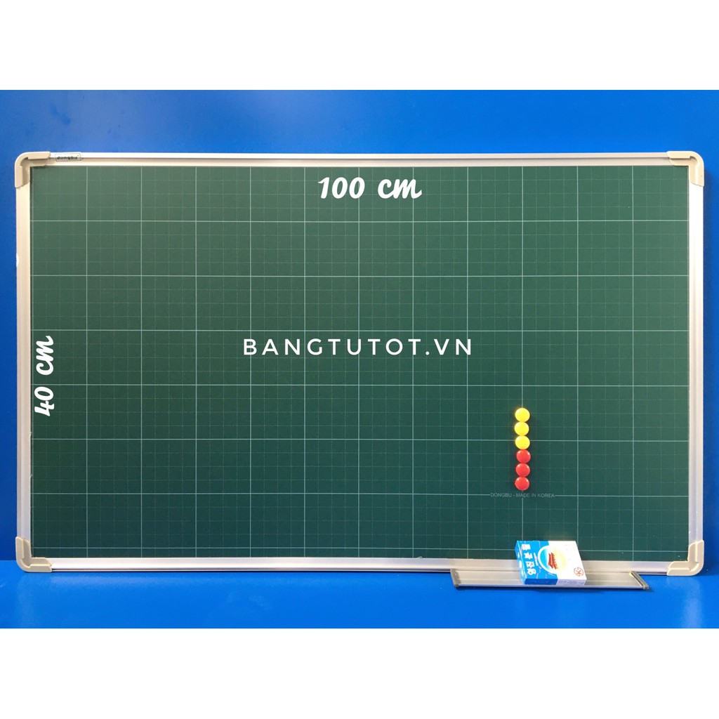 Bảng xanh ô ly viết phấn từ tính 60x100 cm (Tặng hộp phấn, nam châm)