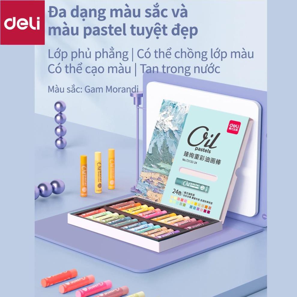 Bút sáp dầu màu Morandi Deli - 24 màu - phiên bản cao cấp - màu sắc trang nhã - 72132 [Deli]