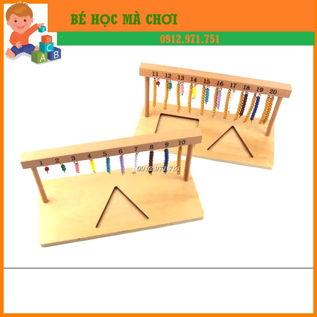 COMBO 2 Giá treo các chuỗi hạt cườm màu từ 1-10 và 11-20 Giáo cụ Montessori