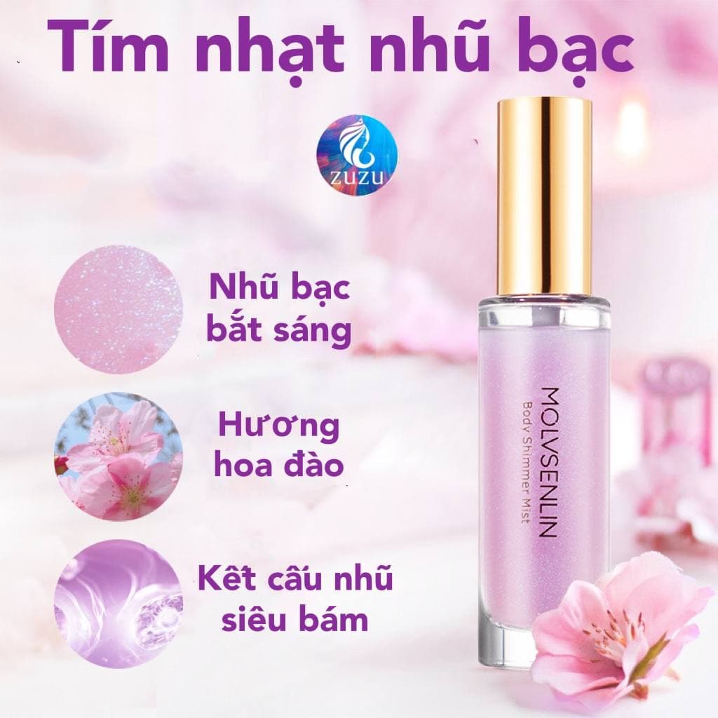 Chai Xịt cơ thể-body mist có hạt Phấn Bắt Sáng Kim Tuyến Lấp Lánh ZUZU