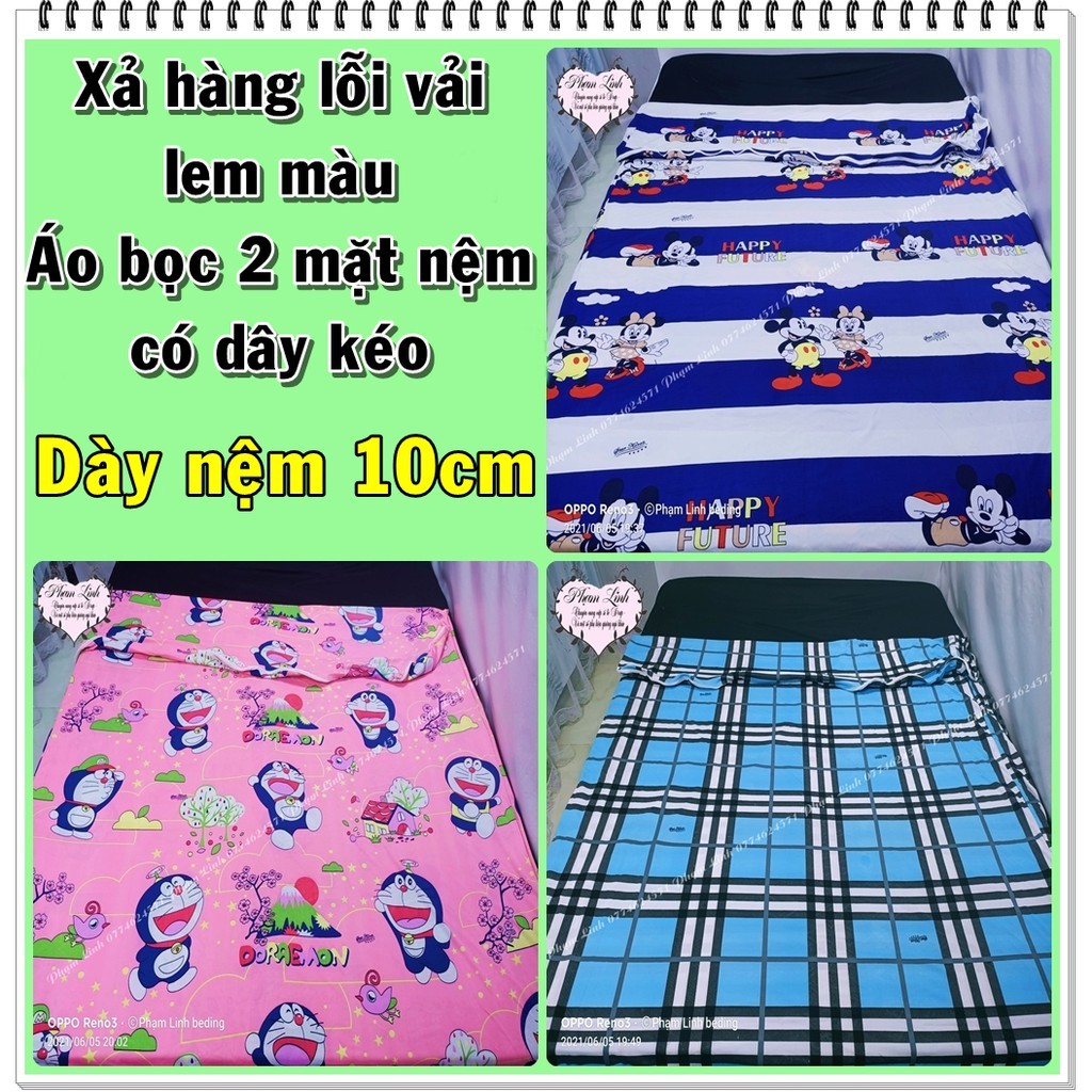 Áo bọc nệm 2 mặt có dây kéo thun in 3D sợi polyester bị lỗi vải lem màu tấm bảo vệ nệm topper