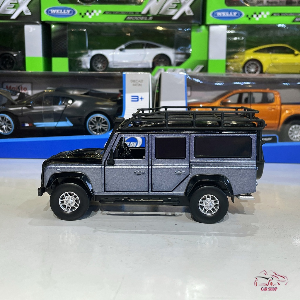 Mô hình xe Land Rover Defender tỉ lệ 1:32 hãng JACKIEKIM màu xám xanh