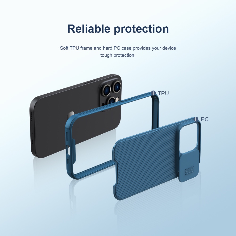 Ốp điện thoại Nillkin bằng tpu + pc chống sốc có nắp trượt bảo vệ camera thích hợp cho iPhone 14 Pro