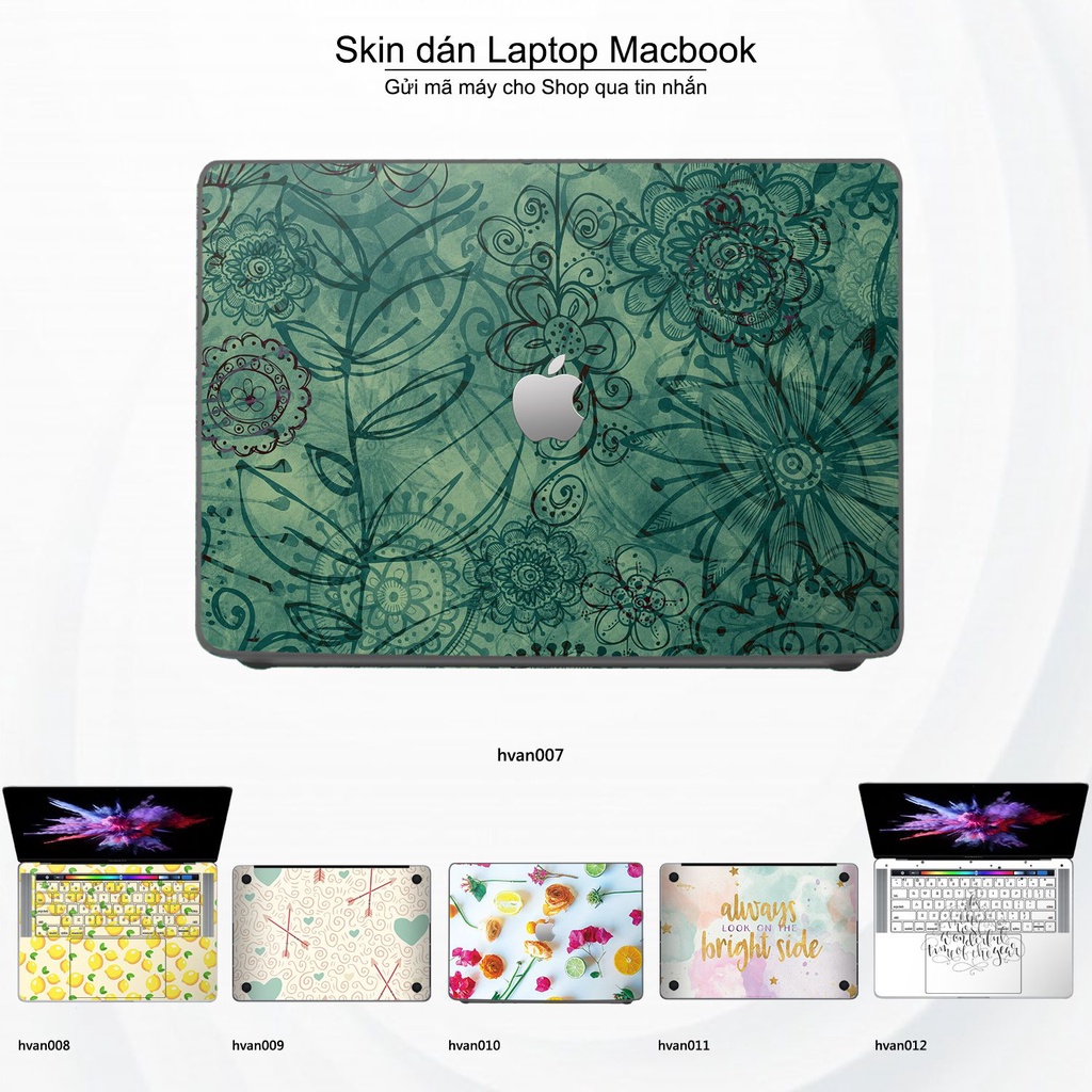 Skin dán Macbook mẫu Hoa văn (đã cắt sẵn, inbox mã máy cho shop)