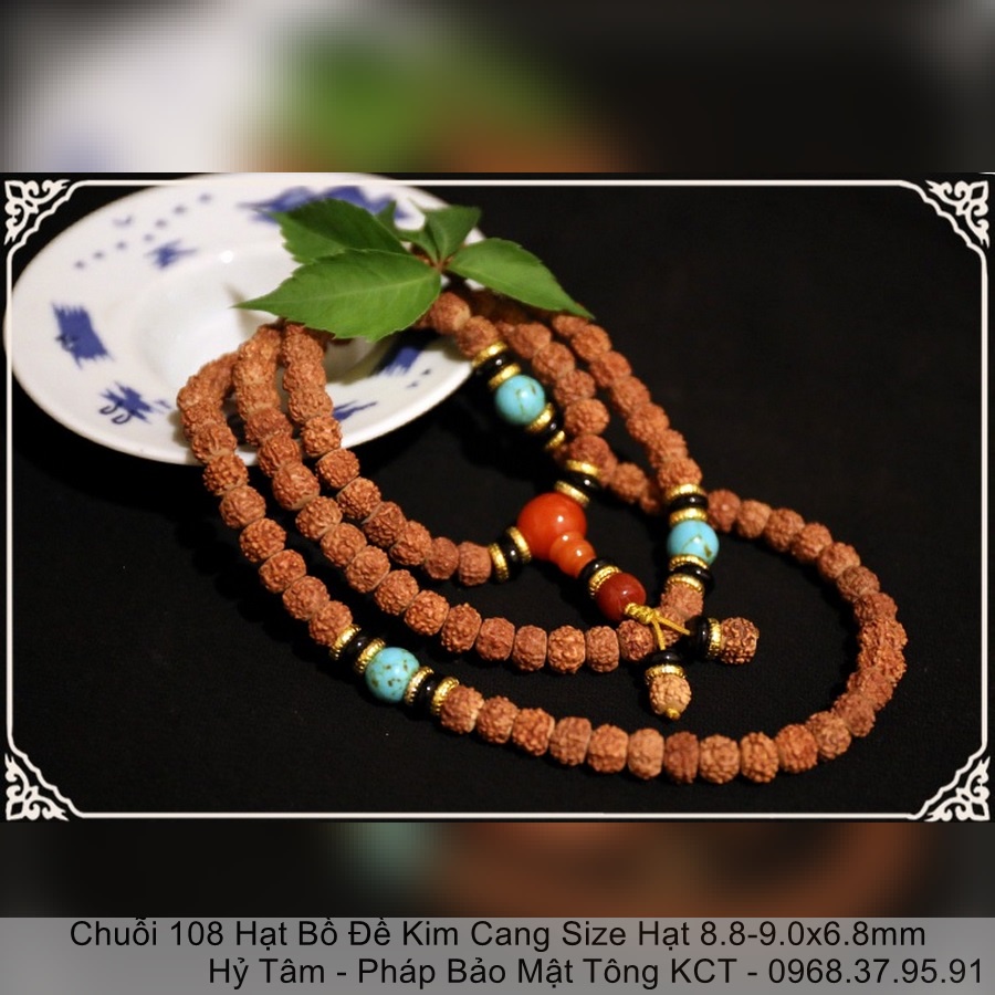 |Thủ Công Nepal| Chuỗi 108 Hạt Bồ Đề Bạch Ngoc Kim Cang Size Hạt 8.8-9.0x6.8mm