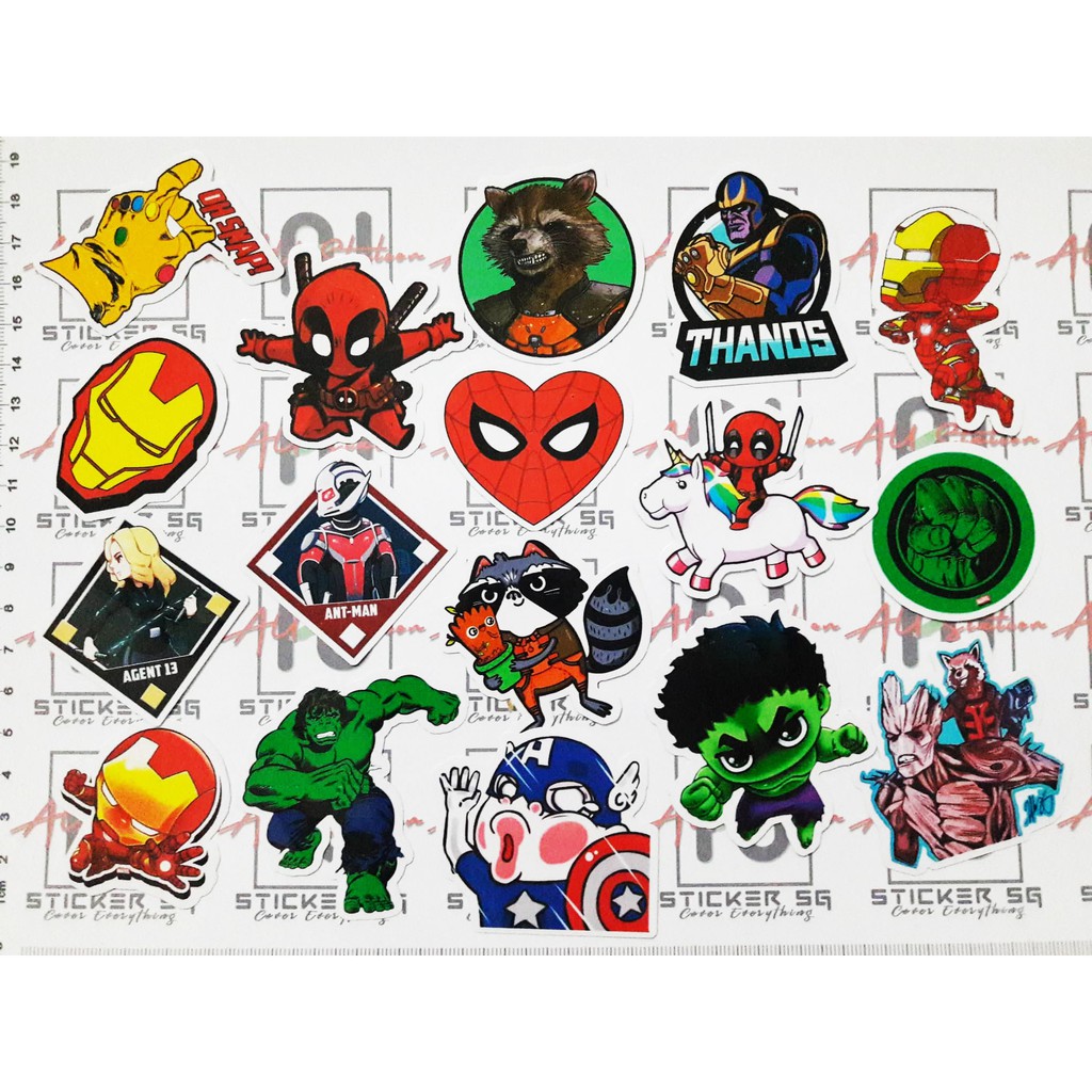 Sticker MARVEL  nhựa PVC không thấm nước, dán nón bảo hiểm, laptop, điện thoại, Vali, xe, ... MARVEL Cực COOL