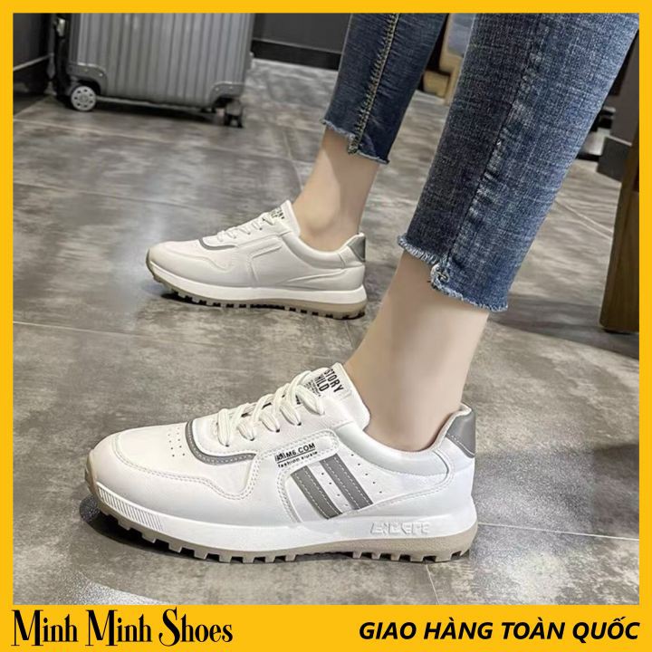 Giày Thể Thao 2 Sọc Hành Phản Quang, Đế Độn 3p Năng Động, Êm Chân