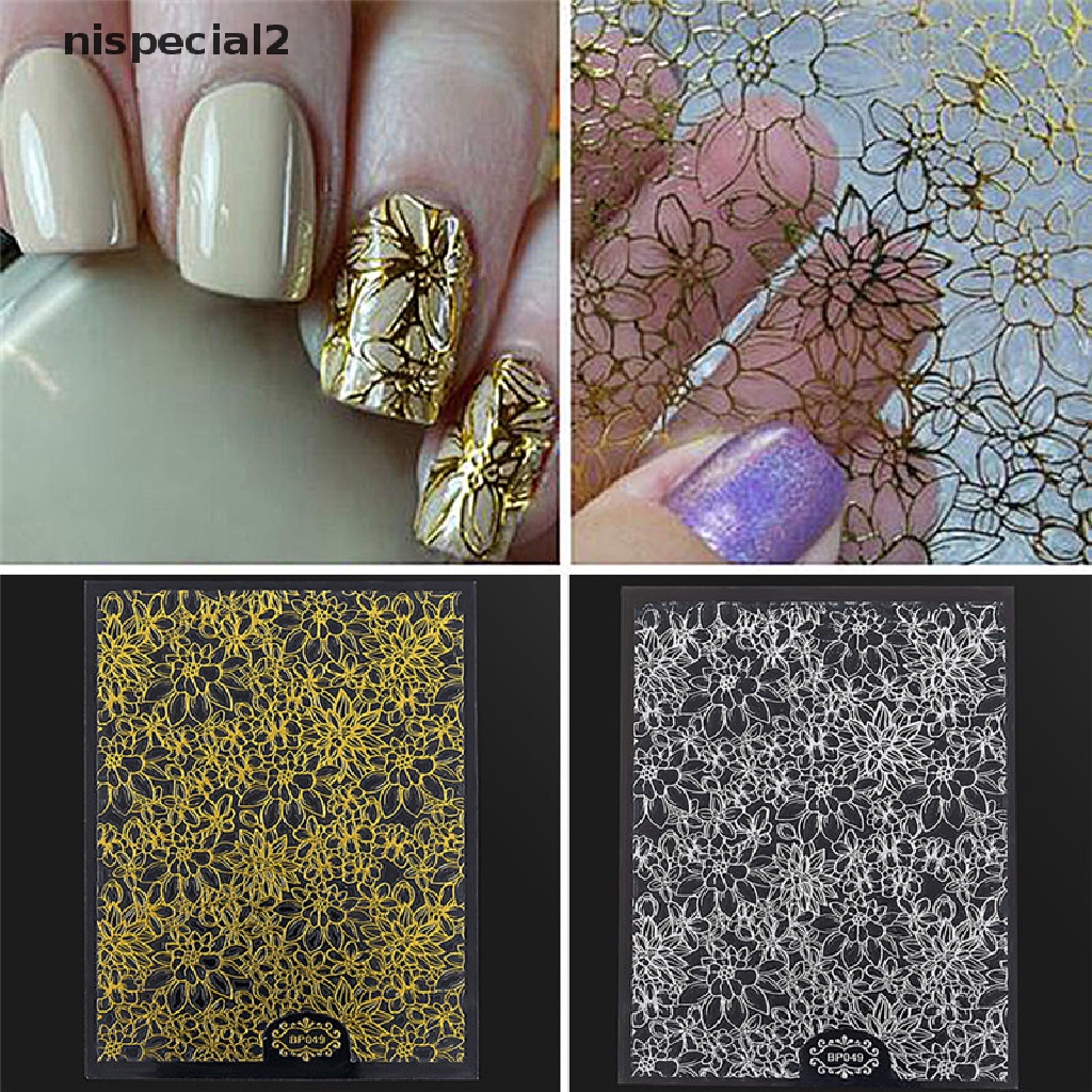 (Hàng Mới) Giấy Dán Nổi 3D Hoạ Tiết Hoa Trang Trí Móng Tay