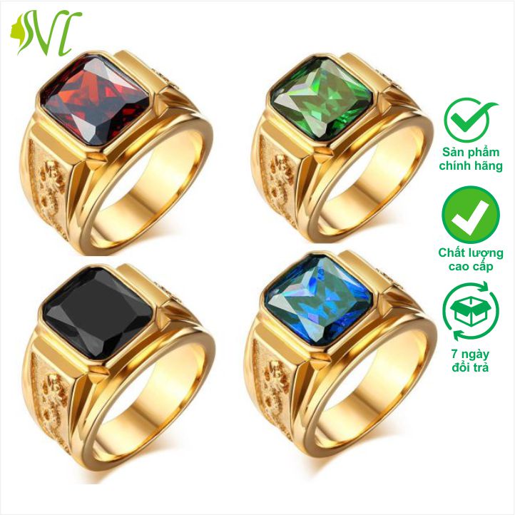 Nhẫn nam đính đá chạm rồng ngầu Người Đẹp Vì Lụa không đen không gỉ xài nước tốt