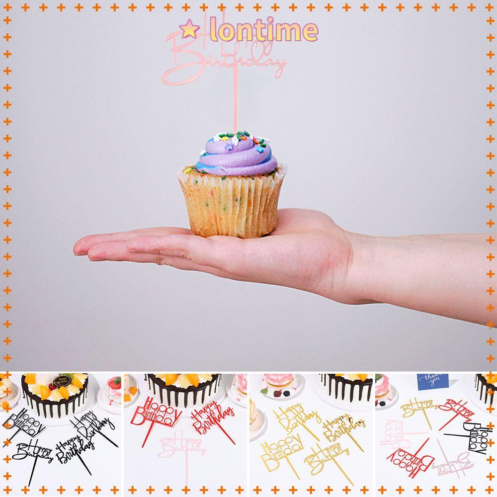Phụ kiện trang trí bánh kem hình chữ Happy Birthday bằng acrylic tráng gương DIY