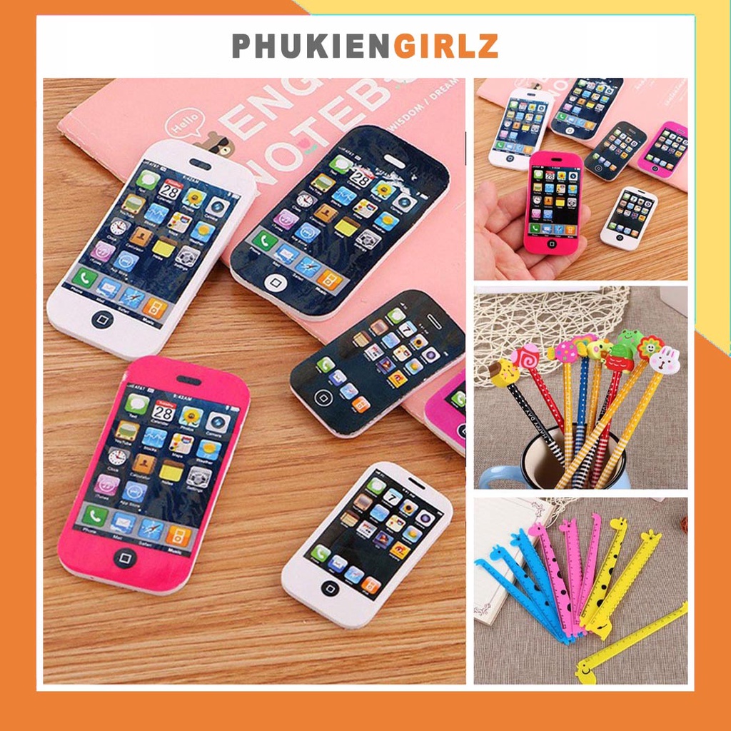 Bút Chì - Tẩy Gôm - Thước 15cm Siêu Cute - Đồ Dùng Học Tập Giá Rẻ