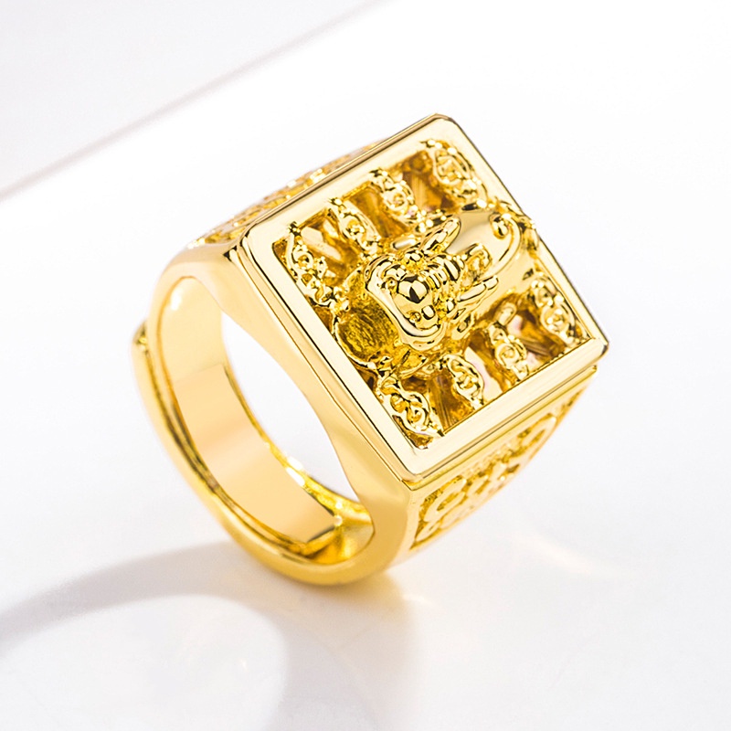 Nhẫn Vàng Pixiu Shakin Phong Thủy May Mắn Dạng Hở Có Thể Điều Chỉnh Kích Cỡ